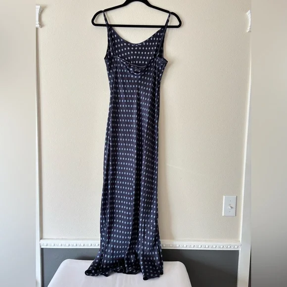 Rachel Comey Wren Satin Polka Dot Navy Blue Slip MIdi Spring Dress Size 8 - Picture 5 of 11